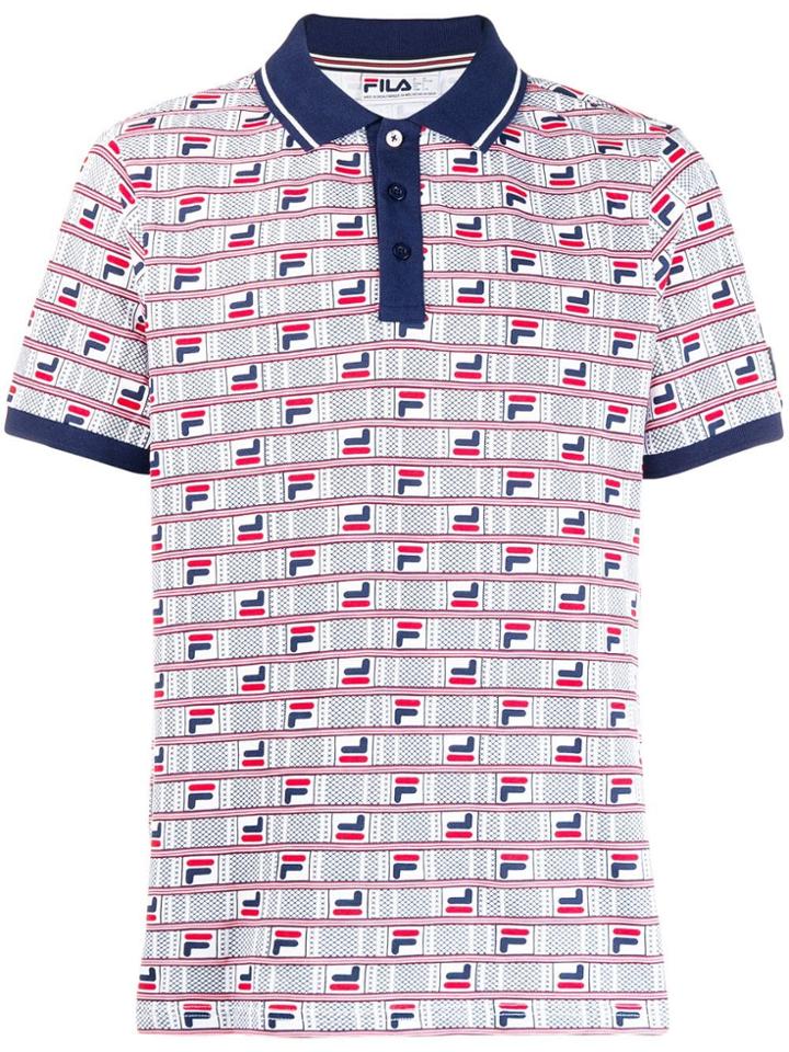 Fila Logo Print Polo Shirt - White