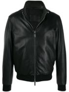 Emporio Armani Slim-fit Leather Jacket - Black