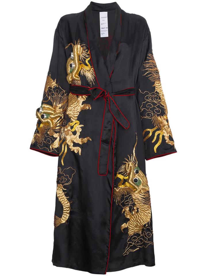 Ashish Kimono Silk Dragon Embroidered Jacket - Black