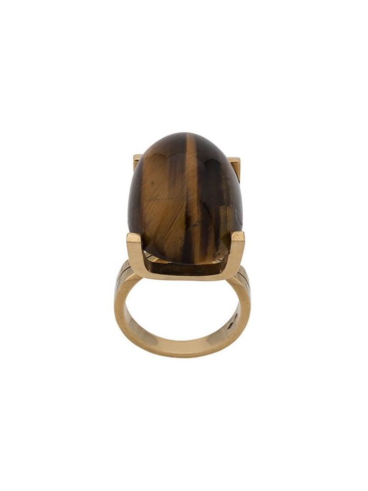 Katheleys Pre-owned Oval Stone Ring - Gold/tiger Eye