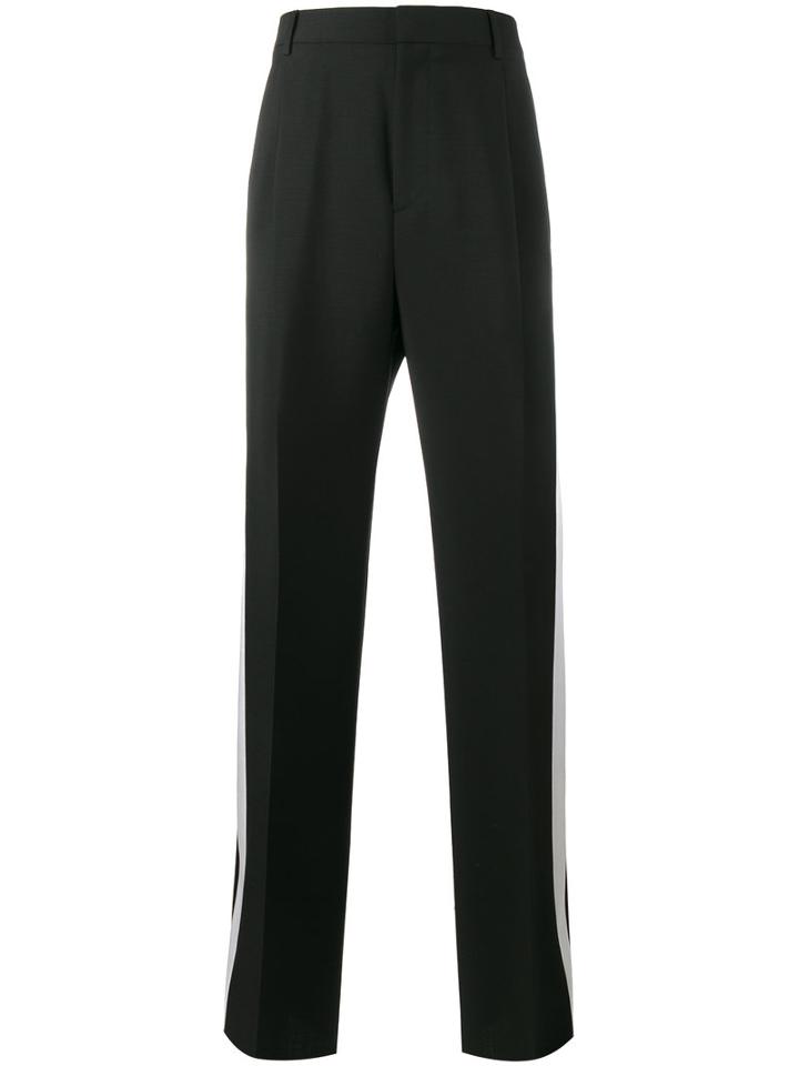 Givenchy Stripe Wide-leg Tuxedo Trousers, Men's, Size: 50, Black, Wool/mohair/acetate/polyester