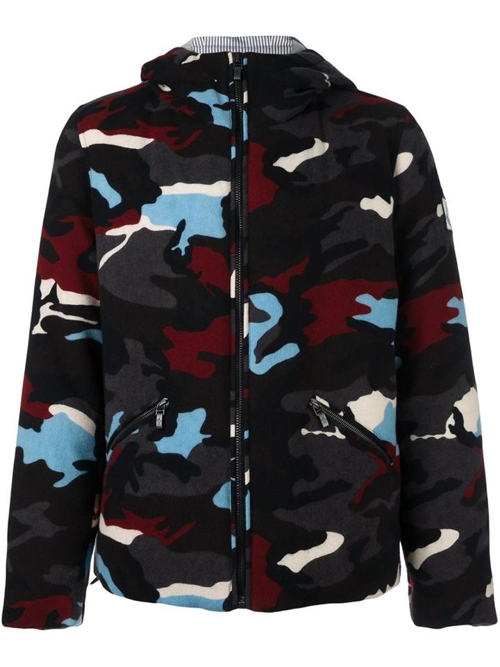 Moncler Gamme Bleu Camouflage Print Padded Jacket, Men's, Size: 4, Cotton/feather Down/cupro/wool