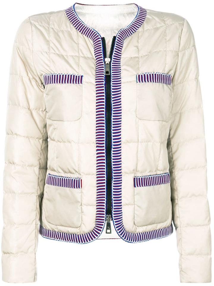 Fay Contrast Trim Puffer Jacket - Neutrals