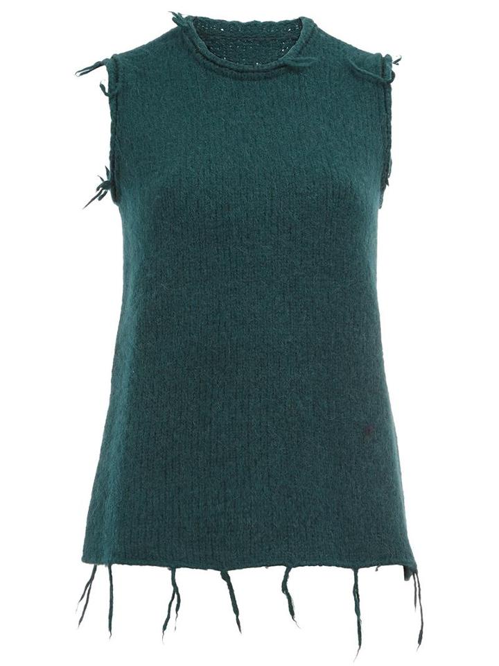 Maison Margiela Raw Edge Knitted Tank, Women's, Size: Small, Green, Polyamide/wool/alpaca