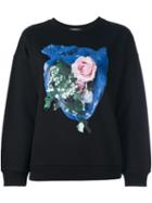 Christopher Kane Rose Print Sweatshirt, Women's, Size: Small, Black, Cotton