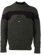 Jil Sander Bicolour Round Neck Sweater, Men's, Size: 50, Green, Polyamide/wool