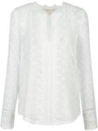 Rebecca Taylor Embroidered Silk Blouse, Women's, Size: 6, White, Silk