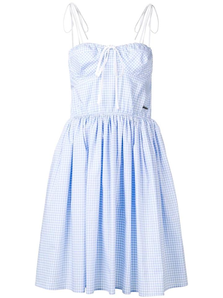 Miu Miu Gingham Tie-strap Dress - Blue
