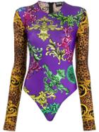 Versace Jeans Couture Leopard Print Sleeve Body - Purple