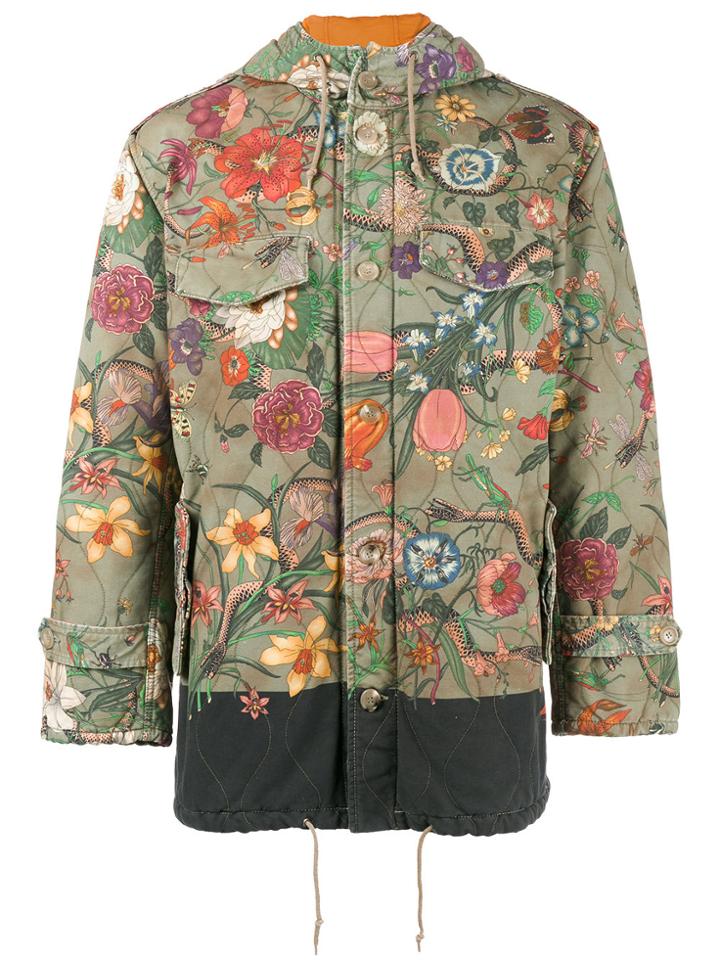 Gucci New Flora Snake Print Parka - Green