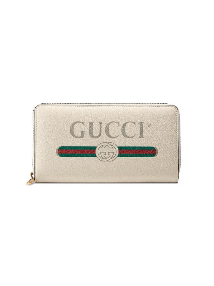 Gucci Gucci Print Leather Zip Around Wallet - Neutrals