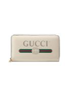 Gucci Gucci Print Leather Zip Around Wallet - Neutrals