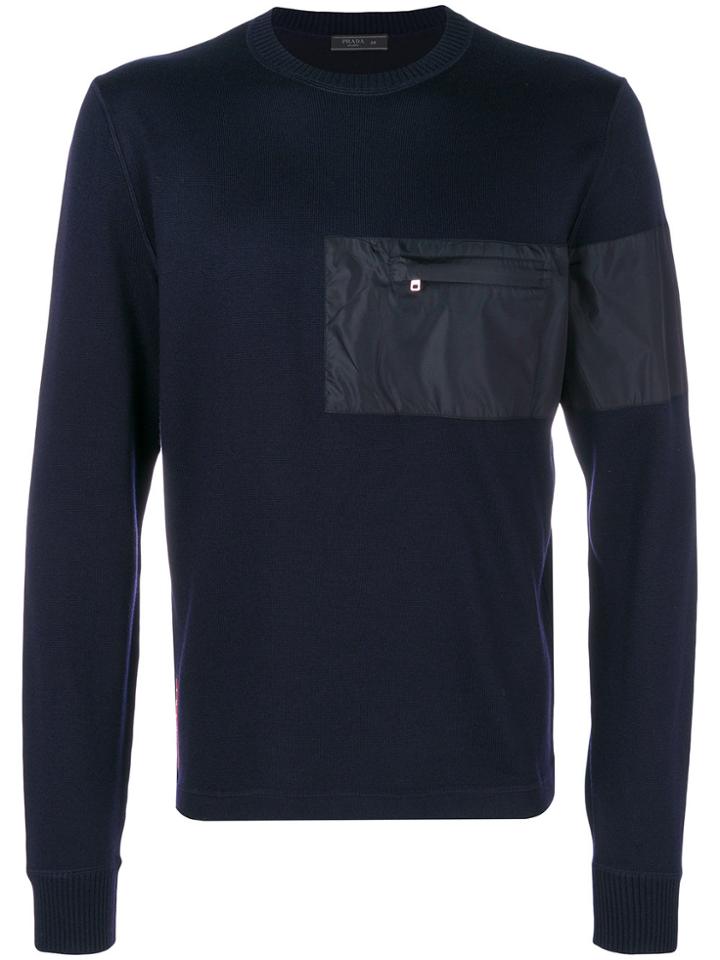 Prada Chest Pocket Jumper - Blue