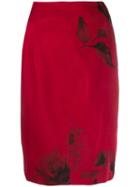 Nº21 Floral Print Pencil Skirt - Red