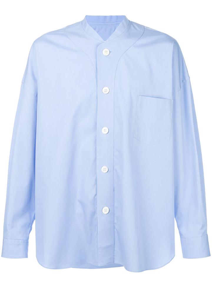 Comme Des Garçons Shirt Boys Collarless Boxy Shirt - Blue