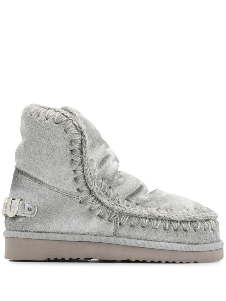 Mou Mou Fw101009d Eskimo 18 Le Metal Sil Leather/fur/exotic