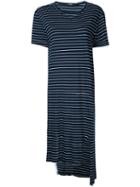 Bassike - Striped Tail T-shirt Dress - Women - Cotton - M, Blue, Cotton