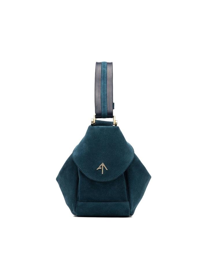 Manu Atelier Blue Fernweh Micro Suede Leather Bag