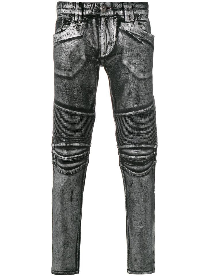 Philipp Plein Biker Skinny Jeans - Metallic