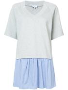 Kinly Contrast Material T-shirt Dress - Grey