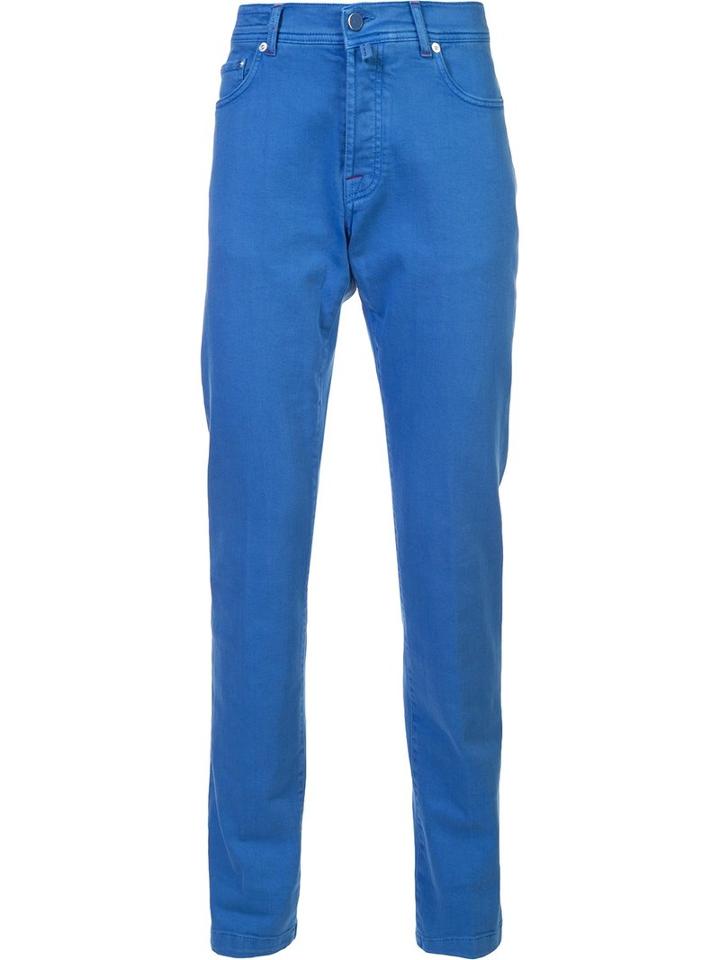 Kiton Tapered Trousers, Men's, Size: 32, Blue, Cotton