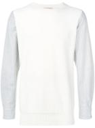 Maison Flaneur Contrast Sleeve Jumper - White