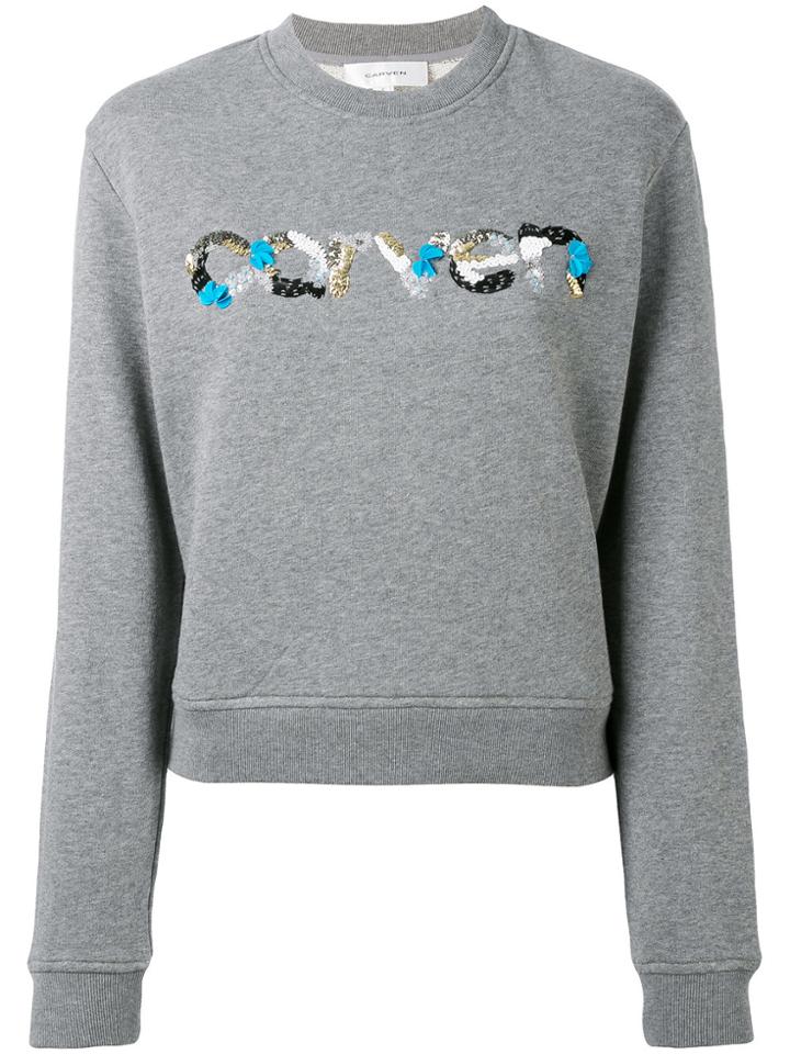 Carven Sequin Logo Sweatshirt - Grey