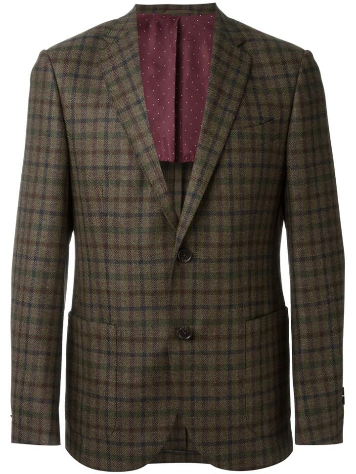 Fashion Clinic Timeless Check Print Two-button Blazer - Green