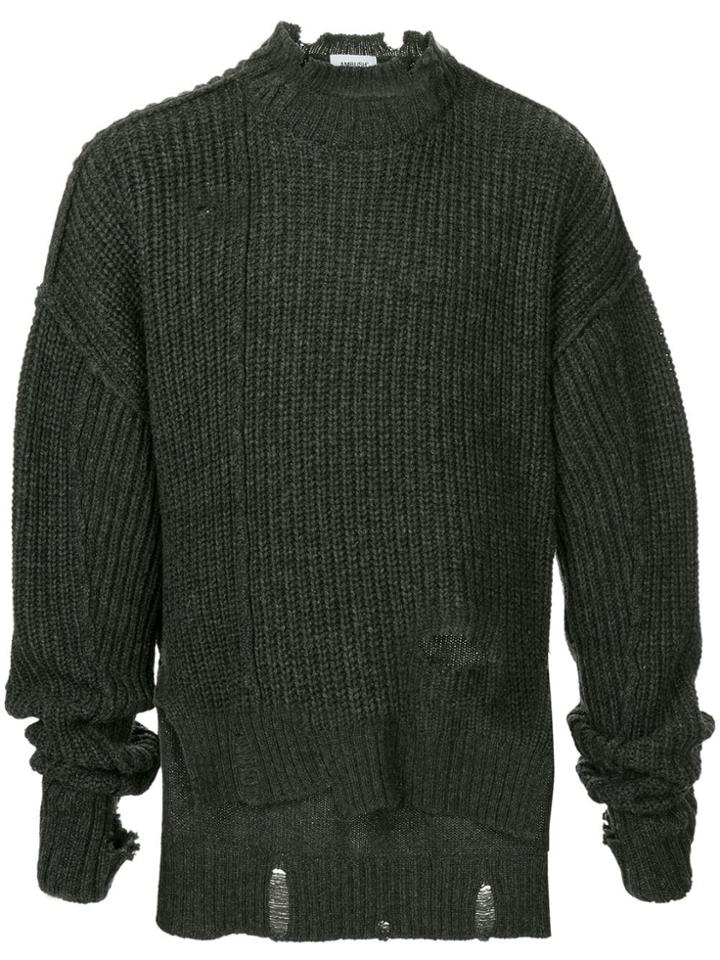 Ambush Distressed Ribbed Jumper - Grey