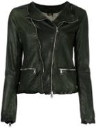 Giorgio Brato Zip Up Jacket, Women's, Size: 46, Green, Leather/nylon/cotton