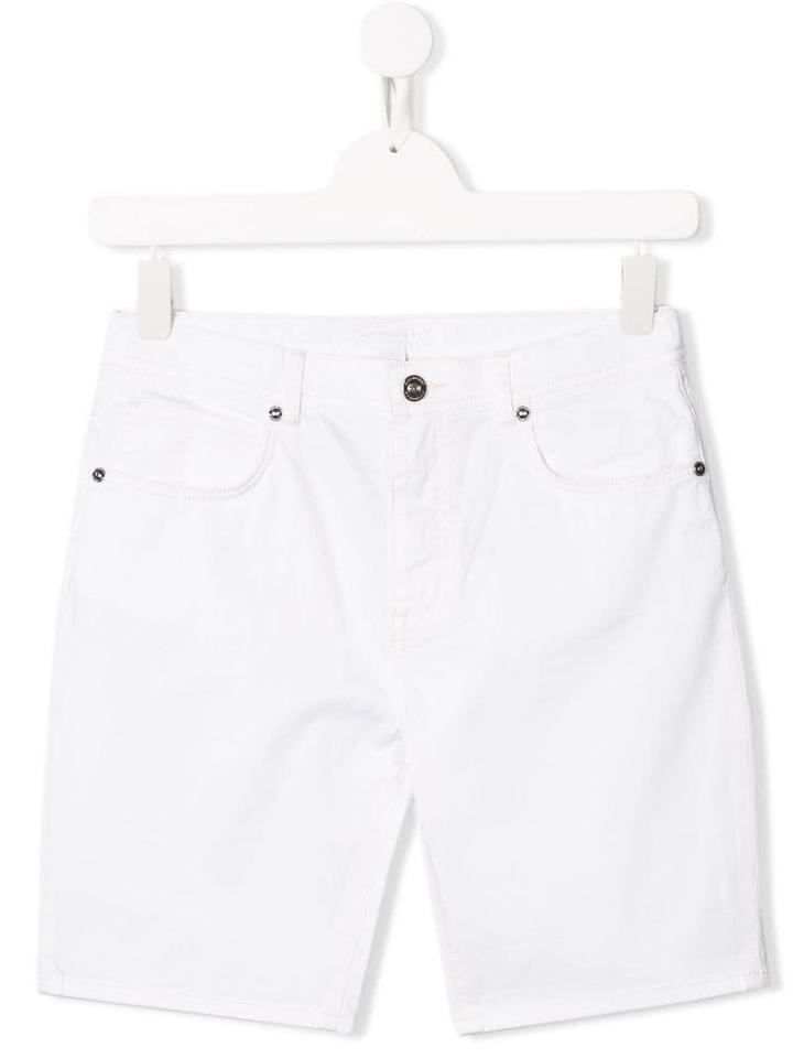 Burberry Kids Teen Relaxed Fit Stretch Denim Shorts - White