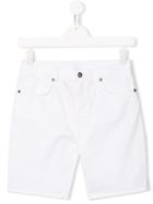 Burberry Kids Teen Relaxed Fit Stretch Denim Shorts - White