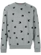 Mcq Alexander Mcqueen - Flocked Swallow Sweatshirt - Men - Cotton - M, Grey, Cotton