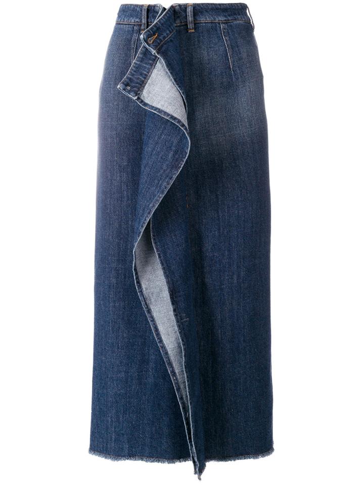 Mm6 Maison Margiela Ruffle Denim Skirt - Blue