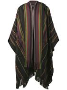 Etro - Hooded Stripe Poncho - Women - Silk/acrylic/wool - One Size, Brown, Silk/acrylic/wool