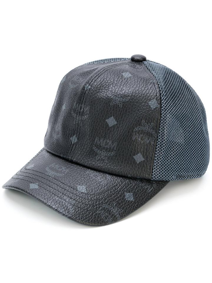 Mcm Logo Print Cap - Black