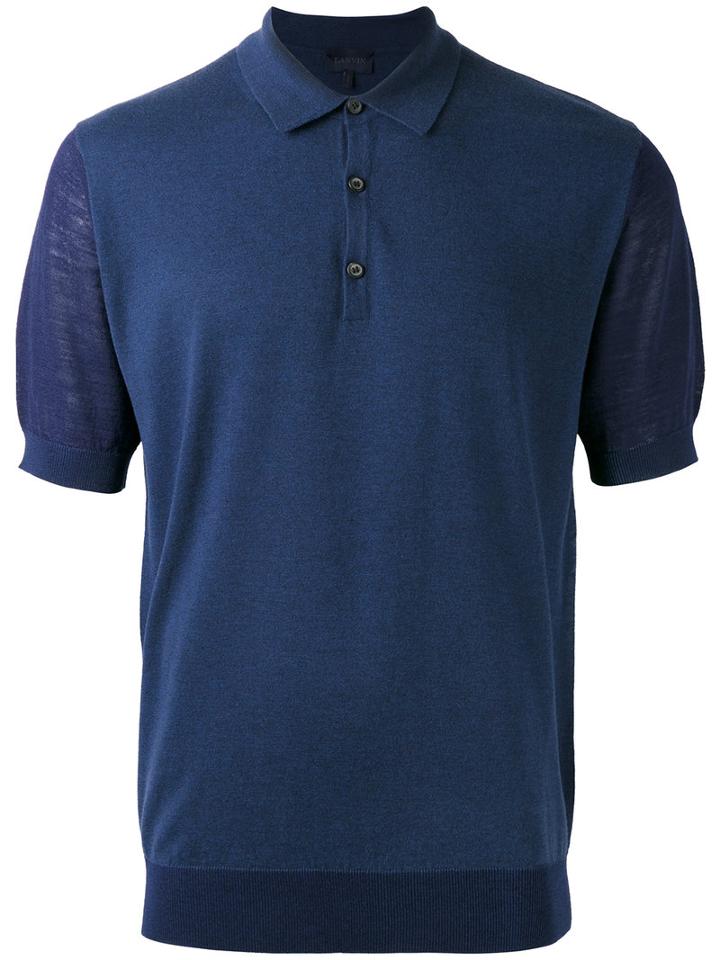 Lanvin Knitted Polo Shirt, Men's, Size: Large, Blue, Cotton/wool