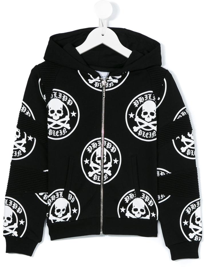 Philipp Plein Kids - Skull Print Hoodie - Kids - Cotton - 10 Yrs, Black