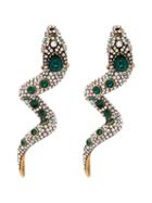Gucci Snake Motif Crystal-embellished Earrings - Green