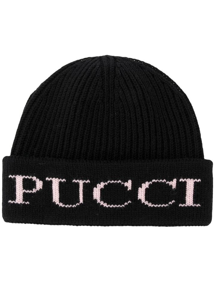 Emilio Pucci Intarsia Logo Beanie - Black