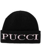Emilio Pucci Intarsia Logo Beanie - Black