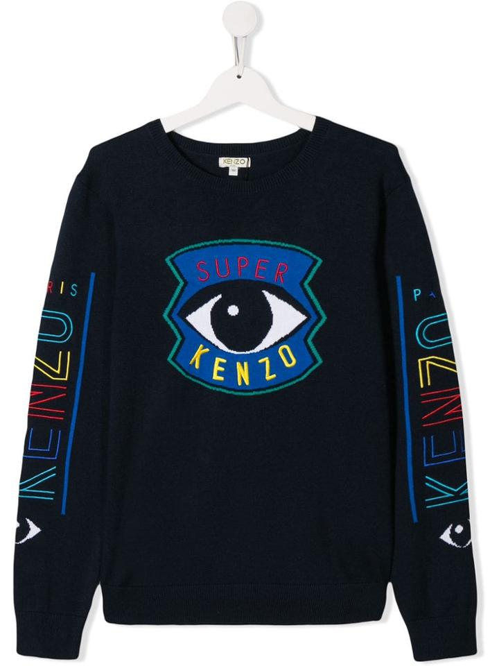 Kenzo Kids Teen Knitted Cotton Jumper - Blue