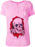 Unravel Project - Skull Print T-shirt - Women - Cotton - M, Women's, Pink/purple, Cotton