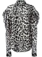 Saint Laurent Leopard Print Blouse, Women's, Size: 40, Black, Silk/polyamide