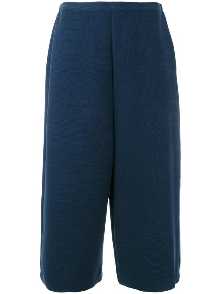 Armani Jeans - Wide Leg Cropped Trousers - Women - Polyester/modal - 38, Women's, Blue, Polyester/modal