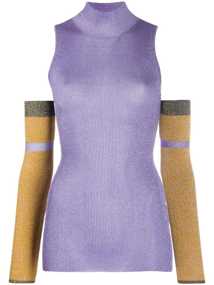 Missoni Cold-shoulder Knitted Top - Purple