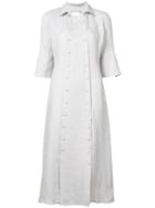 Cherevichkiotvichki - Shortsleeved Buttoned Dress - Women - Linen/flax - S, Pink/purple, Linen/flax