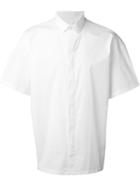 Les Hommes Wide Short Sleeve Button Down Shirt, Men's, Size: 48, White, Cotton/spandex/elastane