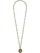 Gucci Lion Head Necklace With Pearl - Metallic