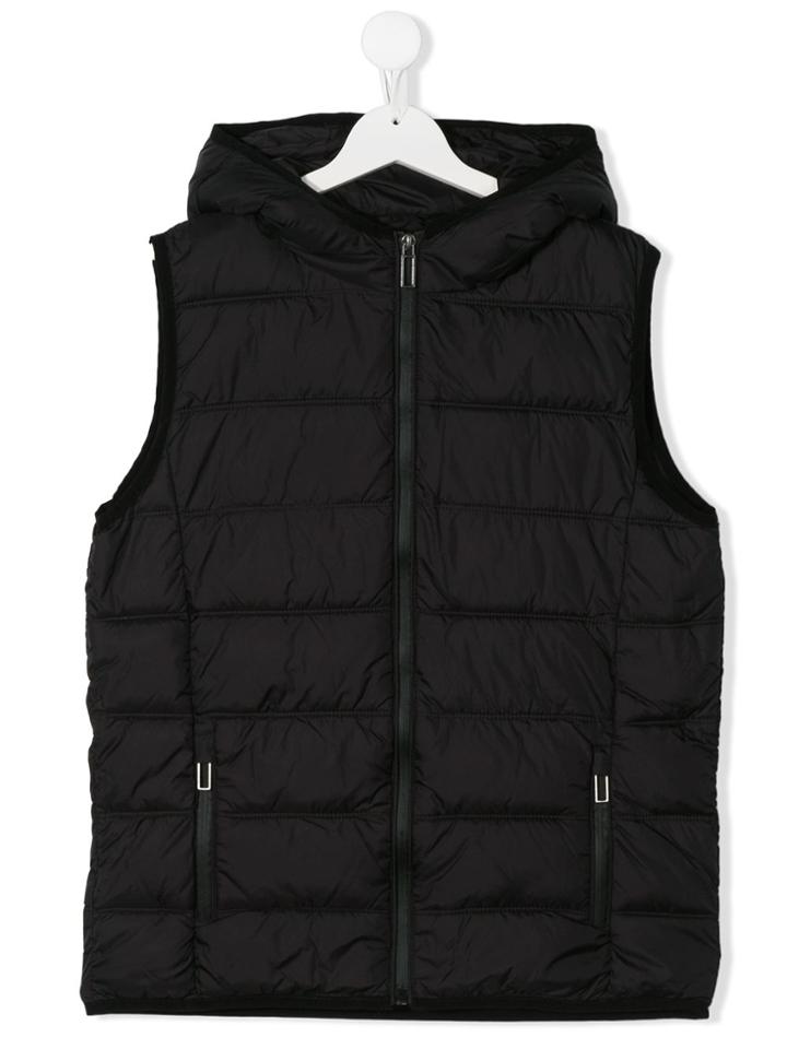 Paolo Pecora Kids Teen Padded Hooded Gilet - Black